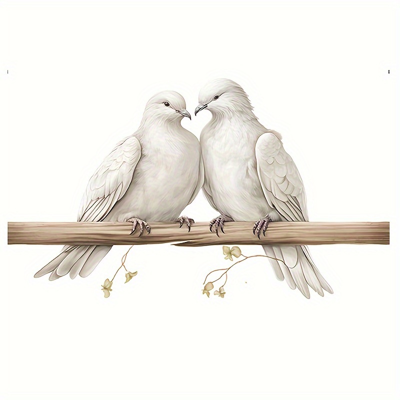 Image of Pigeon On Branch Wall Decal - Removable Pvc Sticker For Bedroom & Living Room Decor, Contemporary Cartoon Style