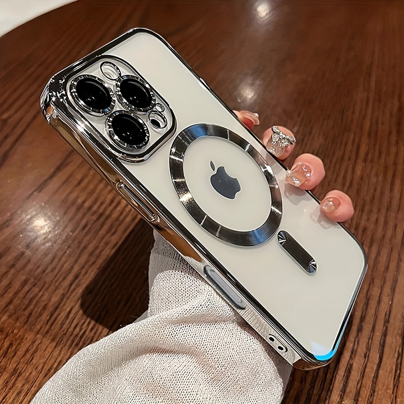 Magnetic Slim Thin Phone Case With Plating Full Camera Protection For IPhone 16 Series- For IPhone 16/15/14/13/12/11- Metal Plating, Slim Design- Protects Camera Lens- Perfect Gift For Tech