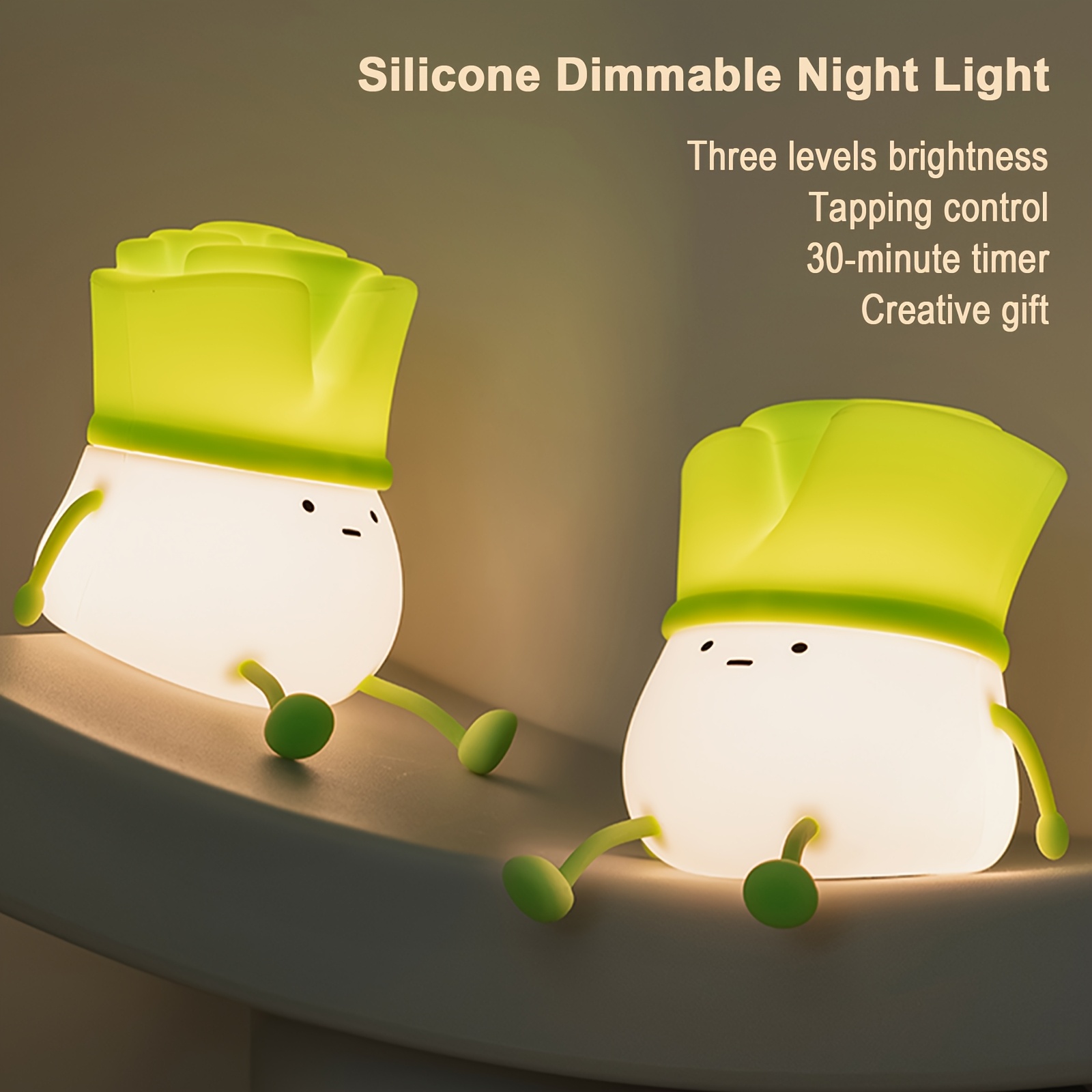 cute silicone nursery night light with adorable   rechargeable dimmable 3 level brightness auto shut off timer usb charging   bedroom or nursery decor youngsterss sleeping aid   character light durable plastic light Product details 0