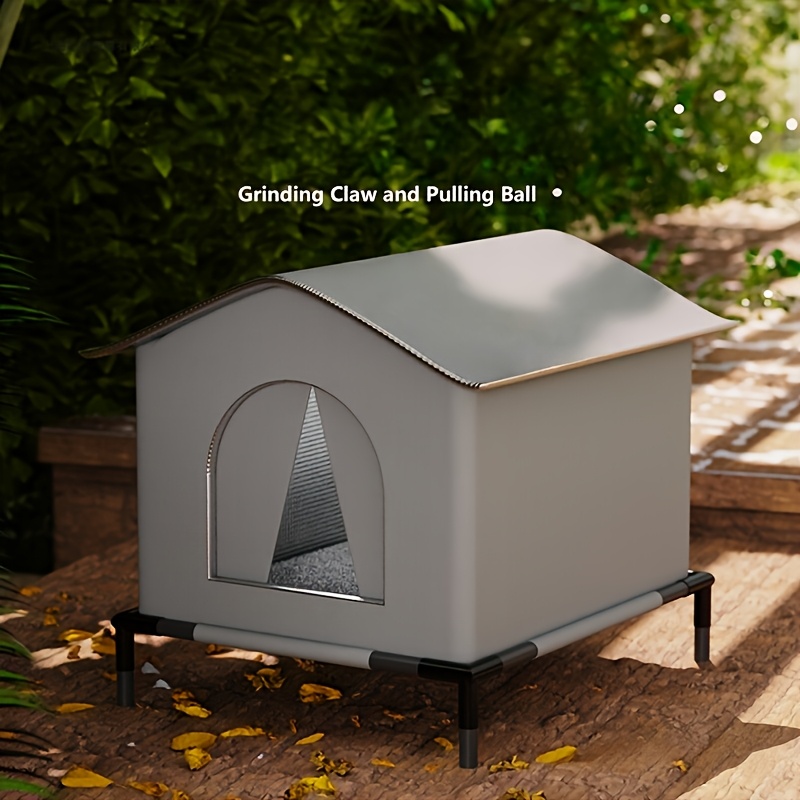 TEMU Refugio para gatos de exterior para toda estación - Hogar y aislado de invierno para y perros pequeños | Base elevada, disponible en tres