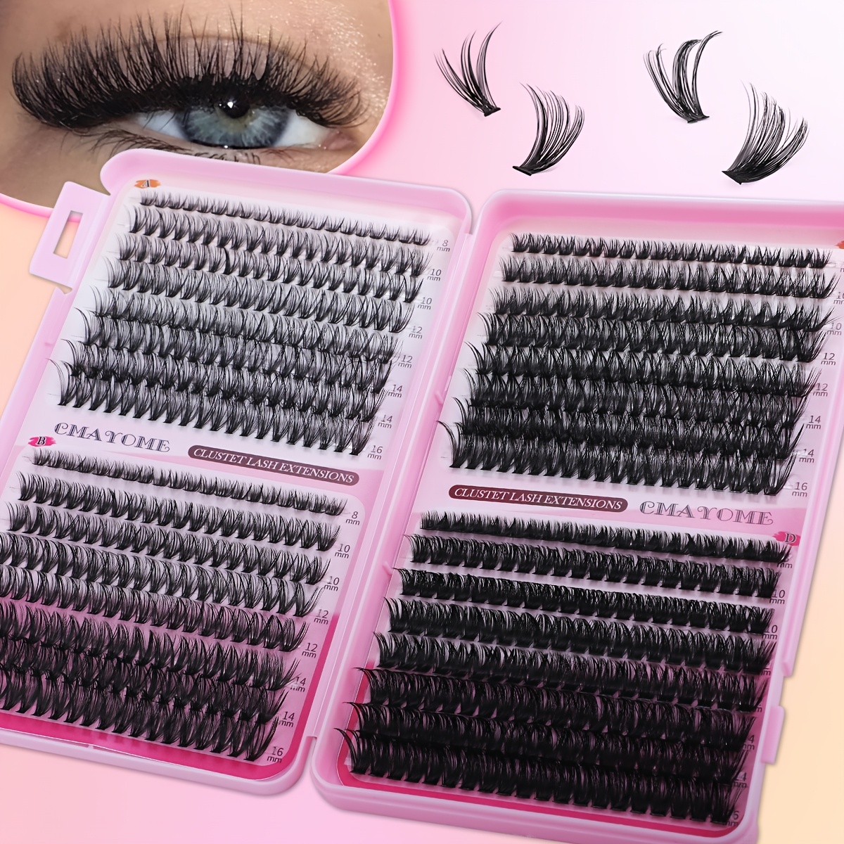 640pcs lash clusters thick volume lash extension kit high capacity diy individual lashes with wispy lash tweezer and brush for at home eyelash extensions details 5