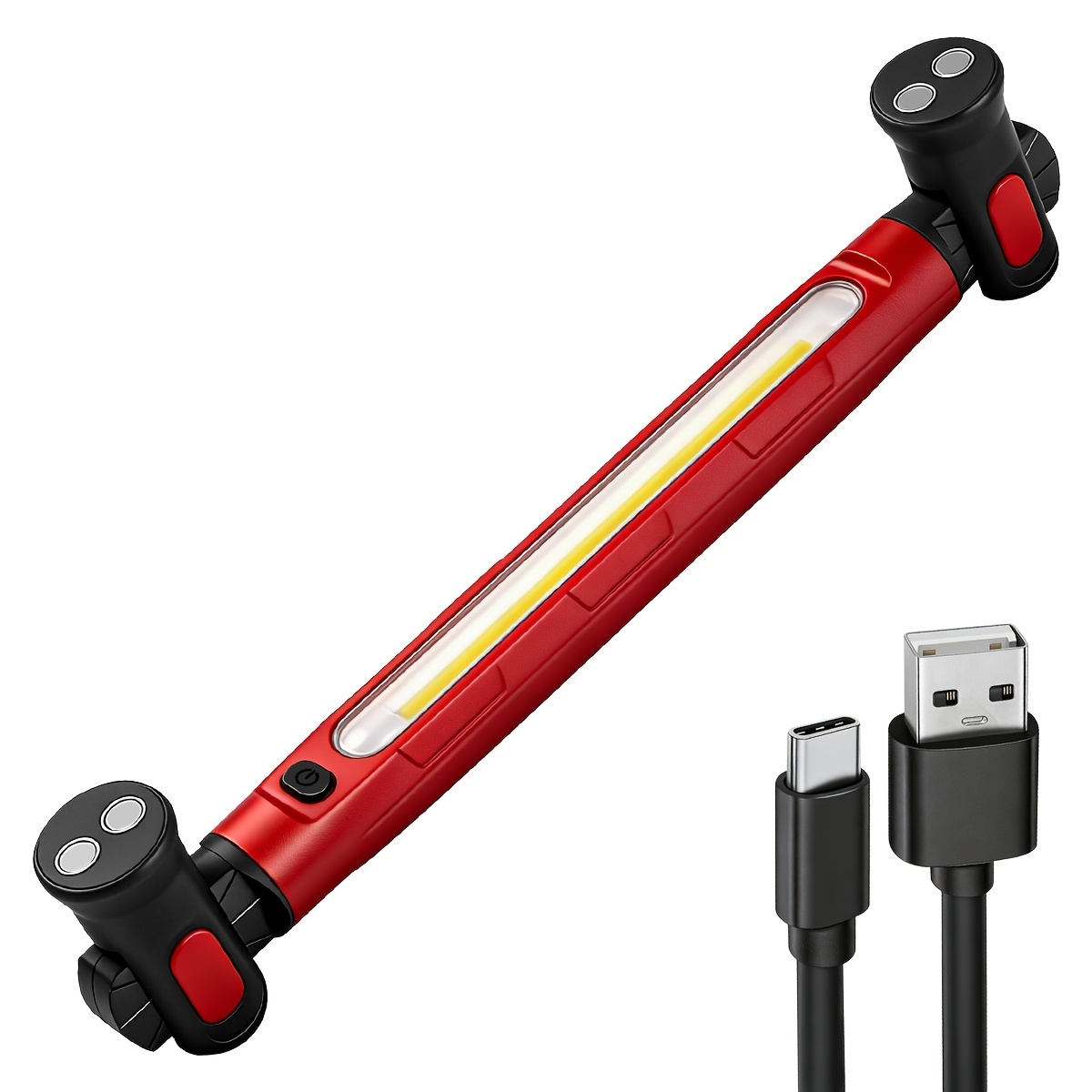 TEMU [ Led Work Light] 5000mah Led Work Light - Rechargeable, Magnetic Bar With Hooks, Cordless Portable For Mechanics, Repair, Garage, Workshop,