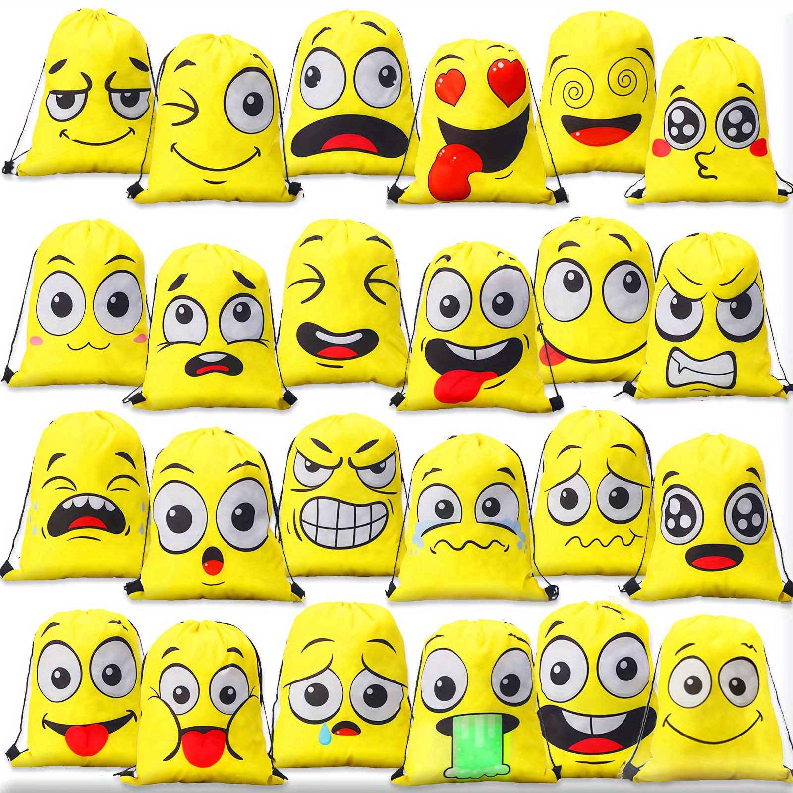 

Swajuja 24pcs Emotion Face Drawstring Backpack For Birthday Party Backpack Emotion Party Supplies Gym Drawstring Bags For Gifts