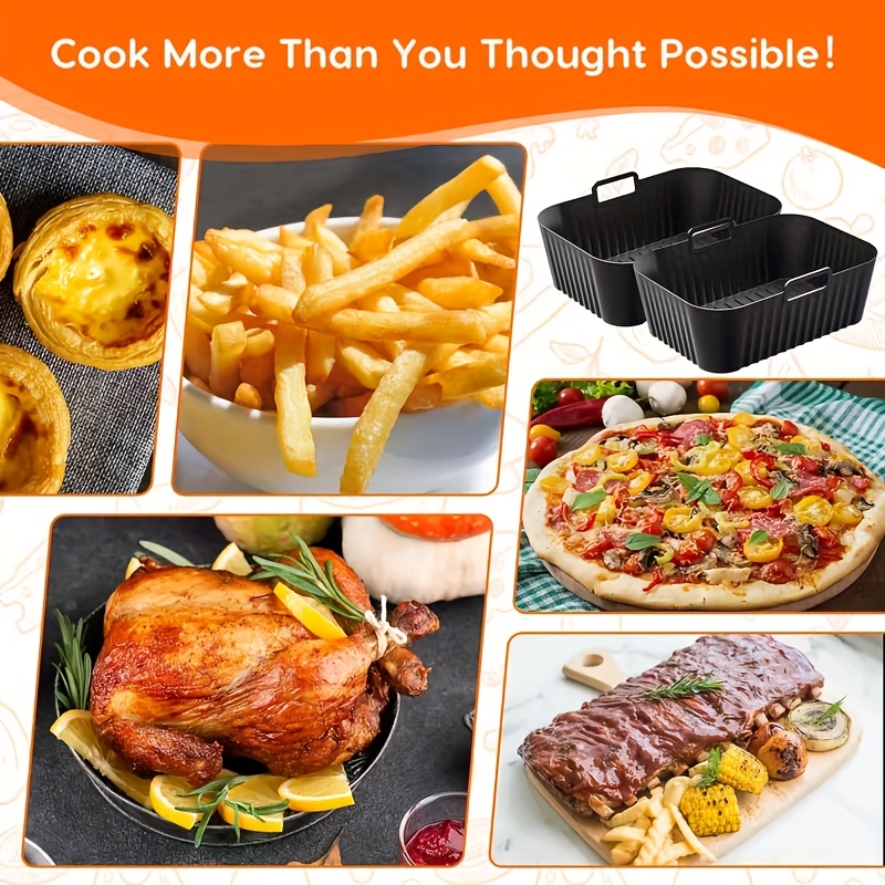 Sartén de Freidora de Aire de Doble Zona Compatible con Hornos y Microondas - Cesta Antiadherente Reutilizable, Fácil de Limpiar, Ajuste para la Mayoría de Freidoras de Aire y Uso Comercial, Compatible con Freidoras de Aire, Hornos, Microondas (Capacidad de 9L) - para cocina