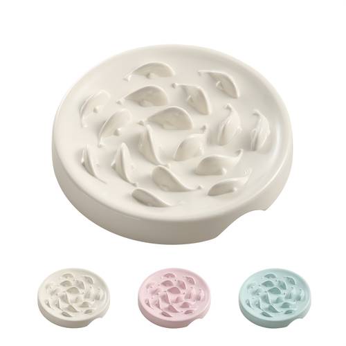 melamine slow feeder cat bowl with interactive maze design anti vomiting dishwasher food dish 8 7w x 1 6h white