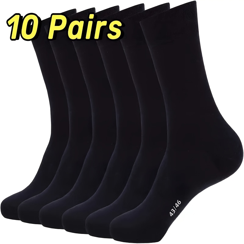 12 pairs crew socks for men- socks for business mens casual socks, classic  solid pattern dress socks for mens, (black, for the winter and autumn) |  High-quality & Affordable
