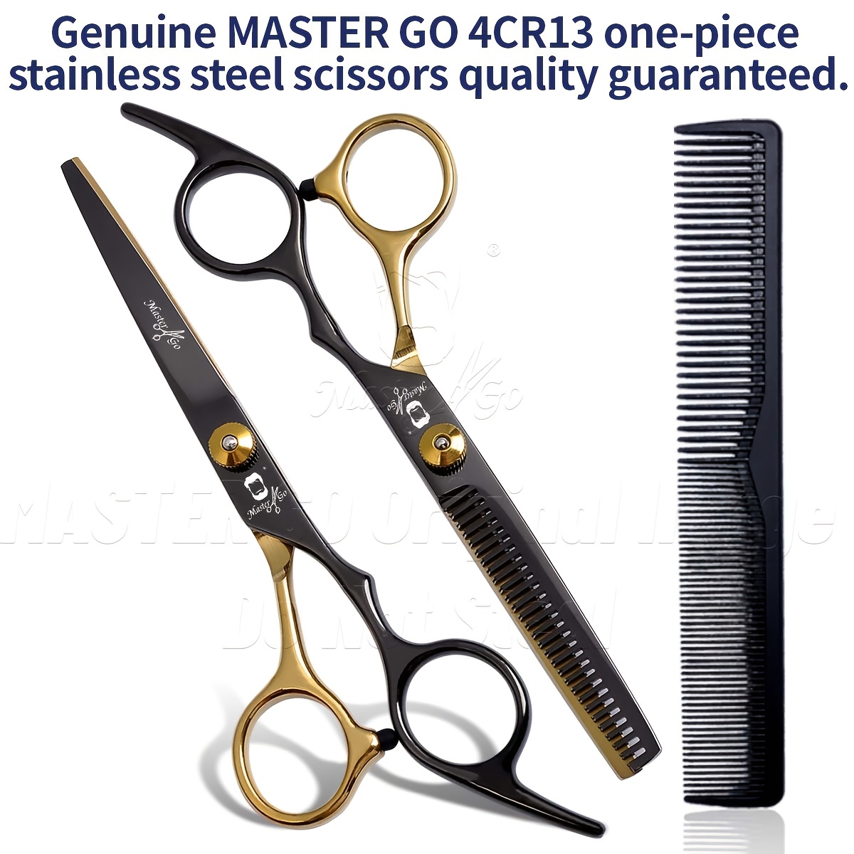 Image of Stainless Steel 4cr13 Hair Cutting Scissors Thinning Shears With Black And Golden Professional Salon Barber Haircut Scissors For Family Barber Salon Use