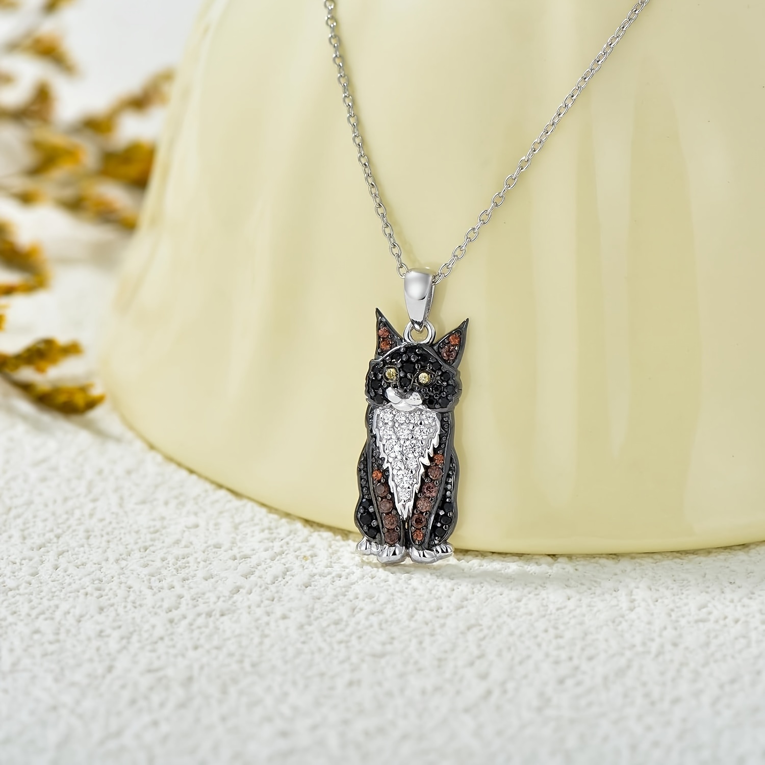 festive shimmering crystal   pendant necklace fashionable cartoon pet jewelry for girls age 15 and up 3