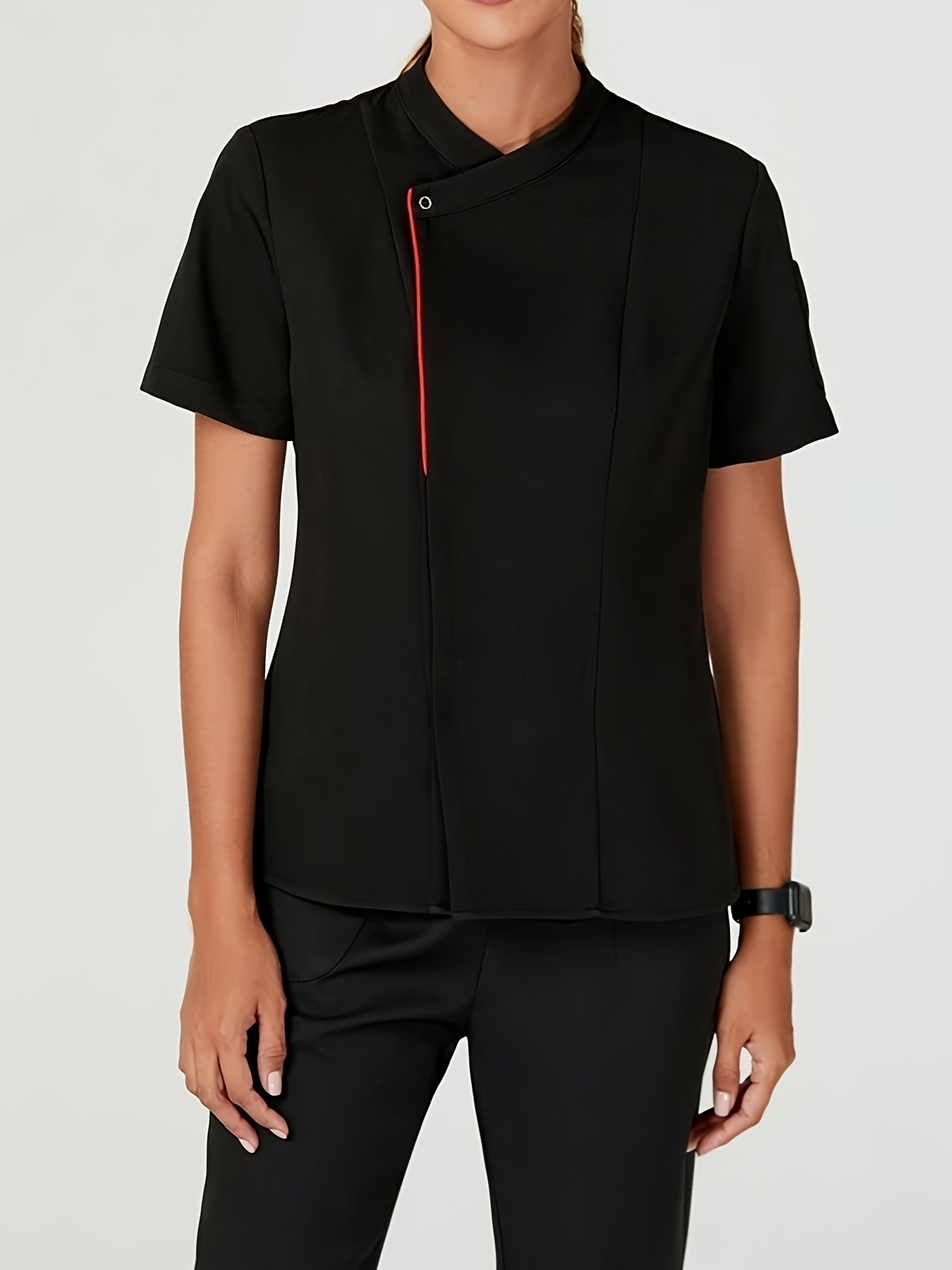 high end workwear short sleeve set for summer multi pocket western restaurant hotel   baking uniform two piece suit   collection black 0