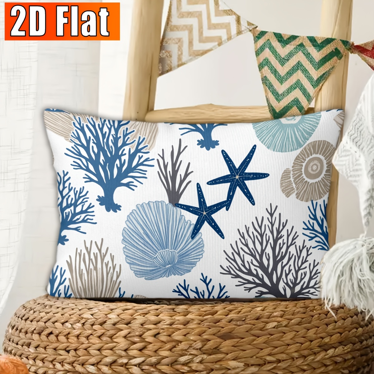 TEMU Fundas de cojín 2D, 1 pieza, con diseño marina, fundas de felpa cortas con temática, para decorar diferentes tipos de habitaciones, Navidad,
