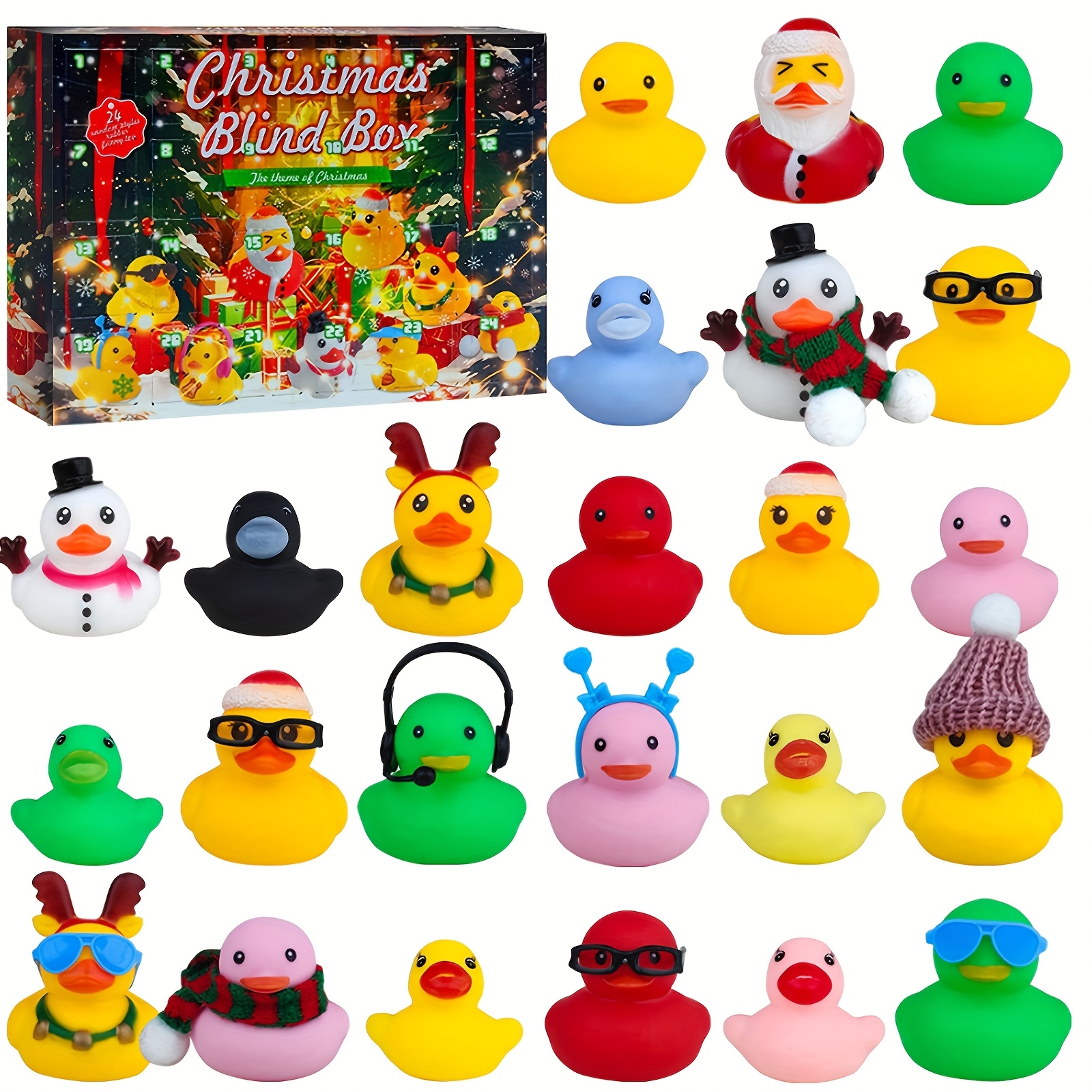 1 Set des Weihnachts-Adventskalenders 2025 für Jungen und Mädchen, Gummienten-Adventskalender 2025-24 Stück Weihnachts-Adventskalender Enten-Weihnachtsparty-Geschenk für Kinder