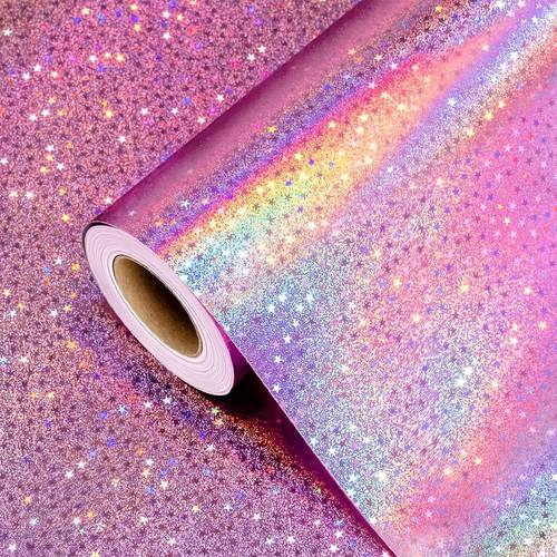 1 roll of gradient holographic star glitter paper shimmery paper ideal for art projects festive gift wrapping decor