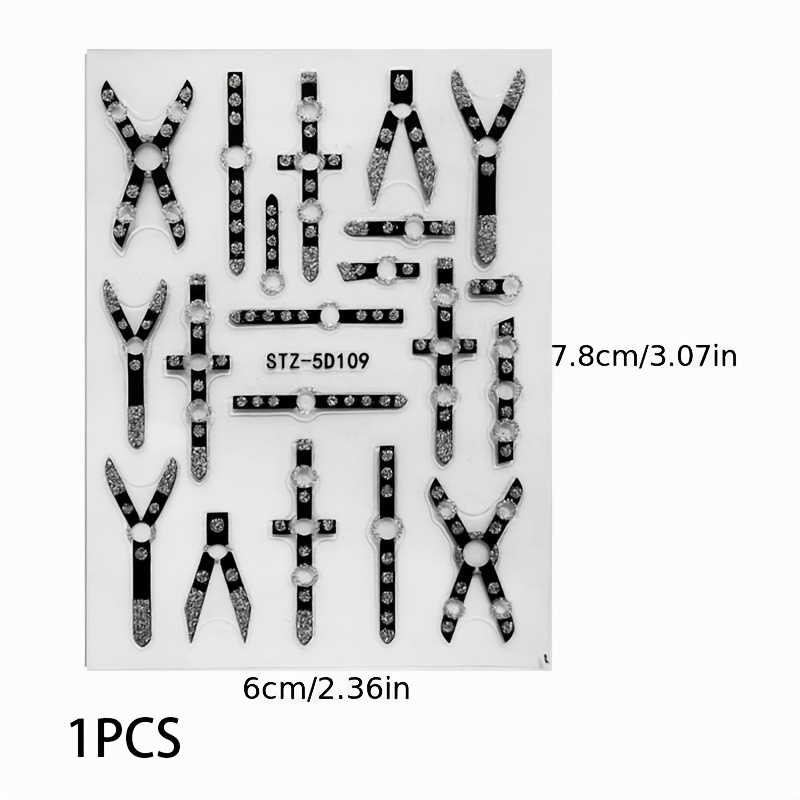 1pc Relief Sexy Belt Nail Art Sticker Style Gothic Nails Straps And Silvery Hoop Ring Accents Charm Manicure Decor Nail Stickers