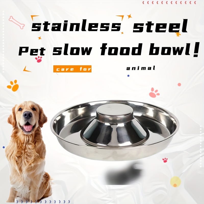 

Stainless Steel Slow Feeder Dog Bowl - Anti-choke, Promotes Healthy & For Pets