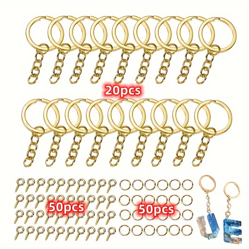 E-shop 120-teiliges DIY-Schlüsselanhänger-Sprungring-Set – Mini-Schraubösen-Anhänger für Ohrschmuckherstellung, Basteln Reparieren – Einfach zu