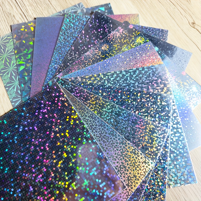 

12-pack Holographic Cardstock Paper, 250gsm Fantasy Themed 15x15cm Crafting Sheets With 12 Assorted Patterns For Diy Cards, Scrapbooking, Christmas Decorations, And Party Supplies