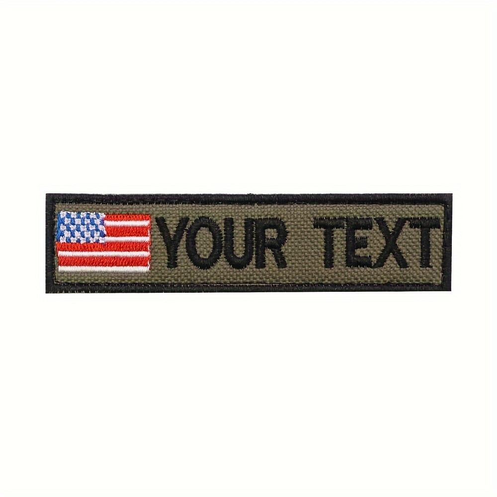 

[customization Available] 1 Custom Name Text Embroidered Patch With American Flag Military Green Background Tactical Name Patch With Hook And Fleece On The Back