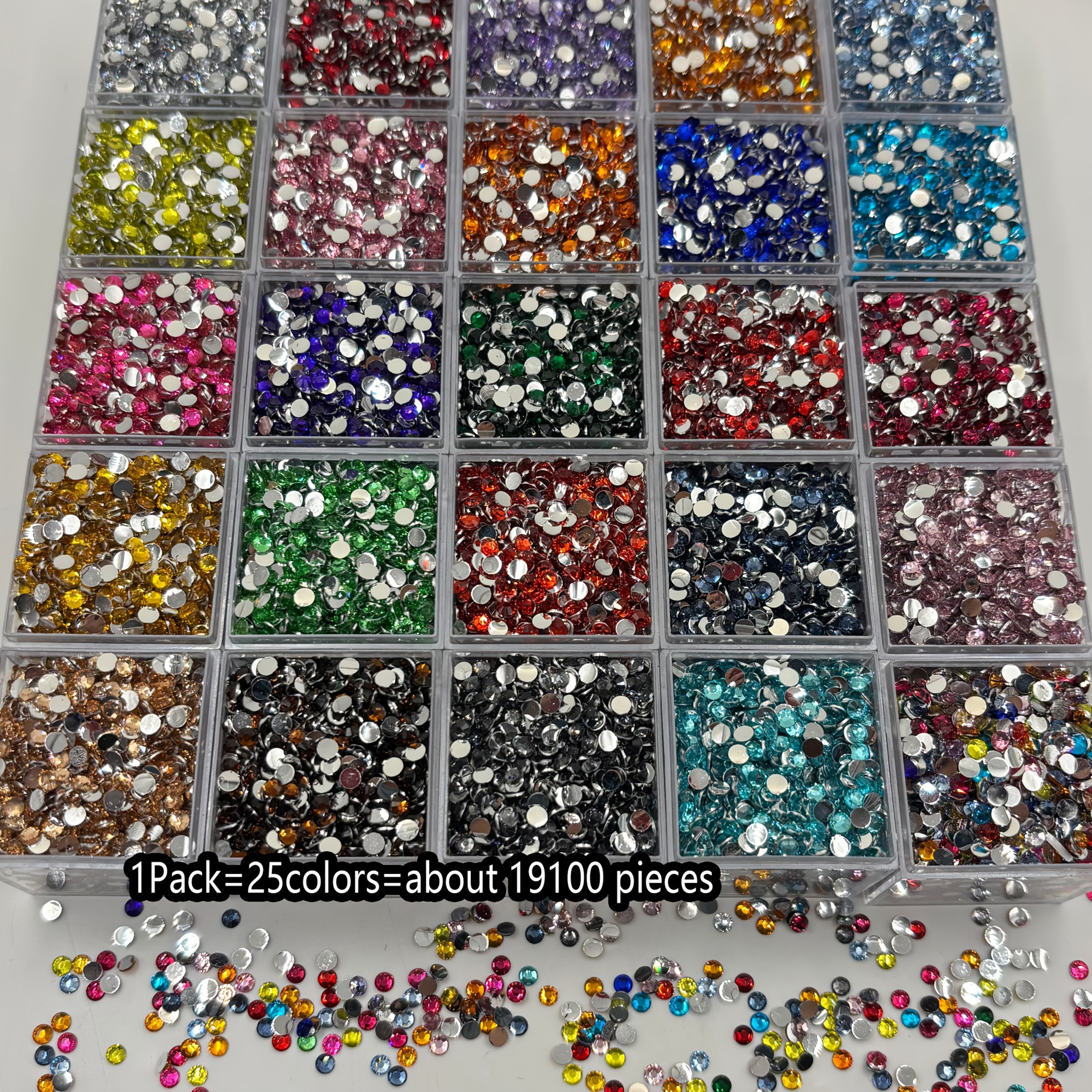 TEMU 19100pcs 25 Colors 5d Resin Round Bright 3mm High Quality Flat Bottom Bright, Shiny Suitable For Handmade Creative Painting, Coaster, Keychain