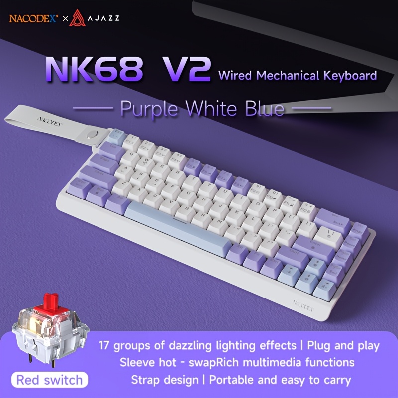 nk68 v2 wired backlit mechanical lightweight keyboard - Temu