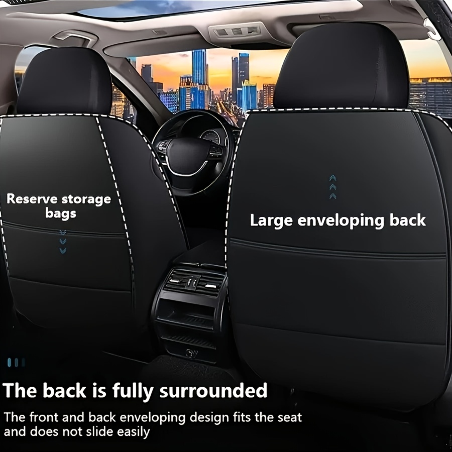 TEMU Complete Set Of Seat Covers For 5-seater Vehicles, Designed, Made Of Comfortable Faux Leather For Front And Rear Seats, Compatible With Most Cars, Suvs, Trucks, And Pickups, And Compatible With