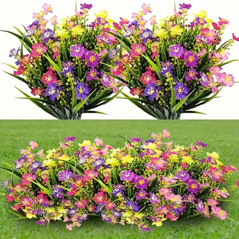 

5-piece Uv-resistant Artificial Flowers For Outdoor & Indoor Decor - Perfect For Garden, Porch, And Home Accents