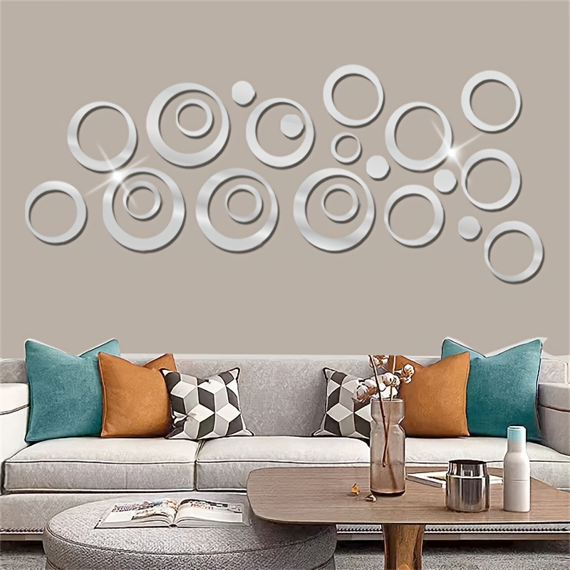 48pcs silver round acrylic wall stickers, shatterproof self- wall