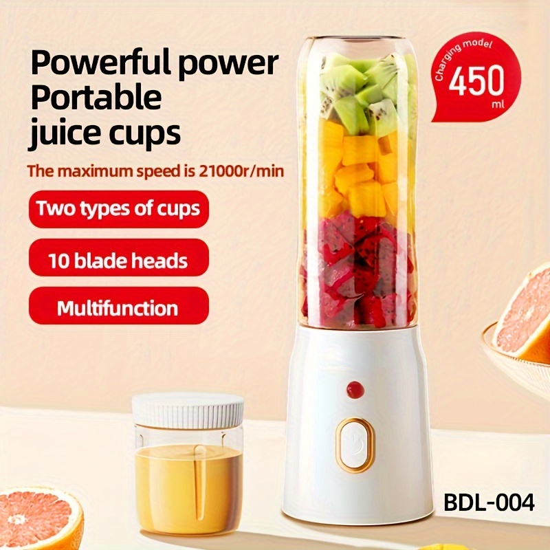 usb rechargeable portable blender with dual   cups multifunction mini juicer for smoothies coffee purees powerful citrus juicer with lithium battery plastic construction ideal gift idea 2