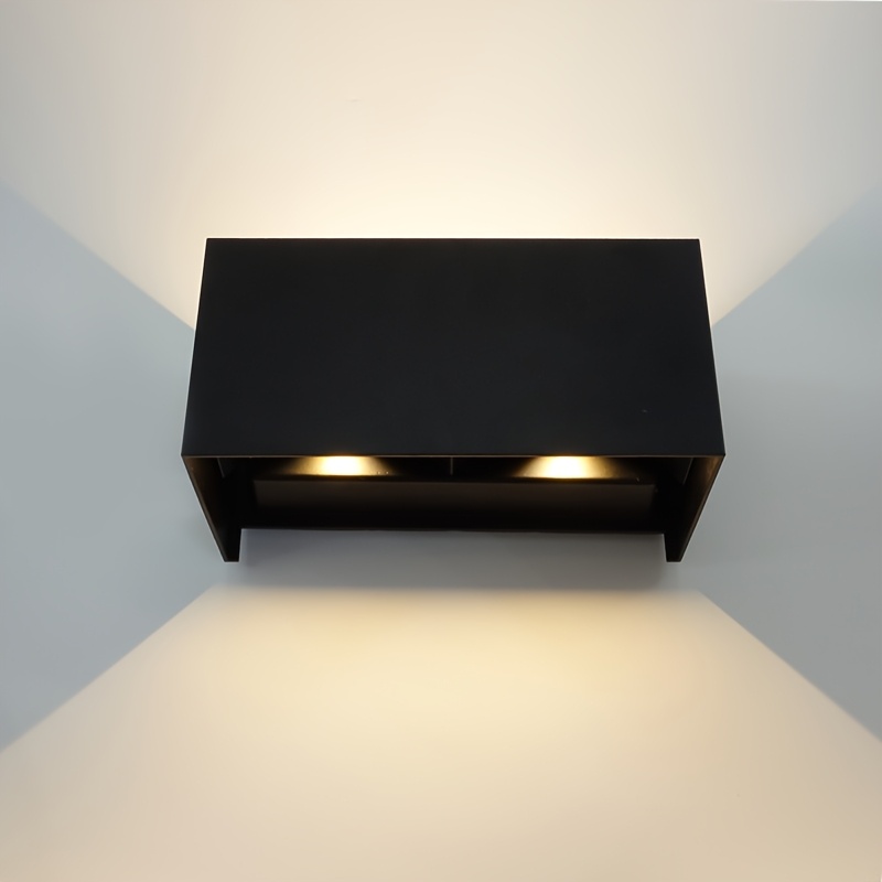 LED Double-Head Wall Light, Black, Outdoor Lighting Wall Sconce, Outdoor Wall Lamp, COB Light Source + Body, 3000K Warm White Outdoor Light Fixture, Up and Down Adjustable Wall Light, Dimmable Beam for Balcony, Courtyard, Corridor, Exterior Wall