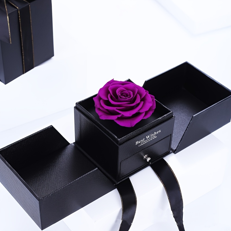 handmade bohemian style acrylic jewelry gift box with   red rose double door storage for necklaces rings drawer organizer black fabric lined interior ribbon bow valentines day anniversary mothers day gift for women moms   jewelry box keepsake organizer elegant   decorative   jewelry boxes Product details 5