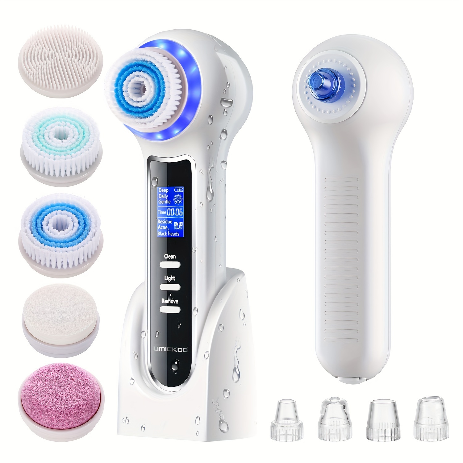 

Scrubber Exfoliator With Lcd Screen Rechargeable Facial Cleansing Brush Ipx7 Waterproof 3 In 1 Remover Vacuum For Exfoliating Deep Pore Cleansing