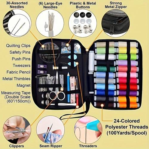 100pcs sewing kit with accessories 24 color threads needle and thread kit for small repairs basic mini travel sewing kit for emergency