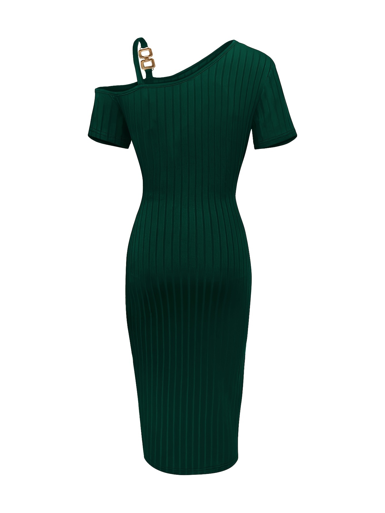 Kancystore Abito Donna Taglie Forti Manica Corta Scollo Svasato – Vestito Estivo Con Tasche, Verde Foglia (XL)