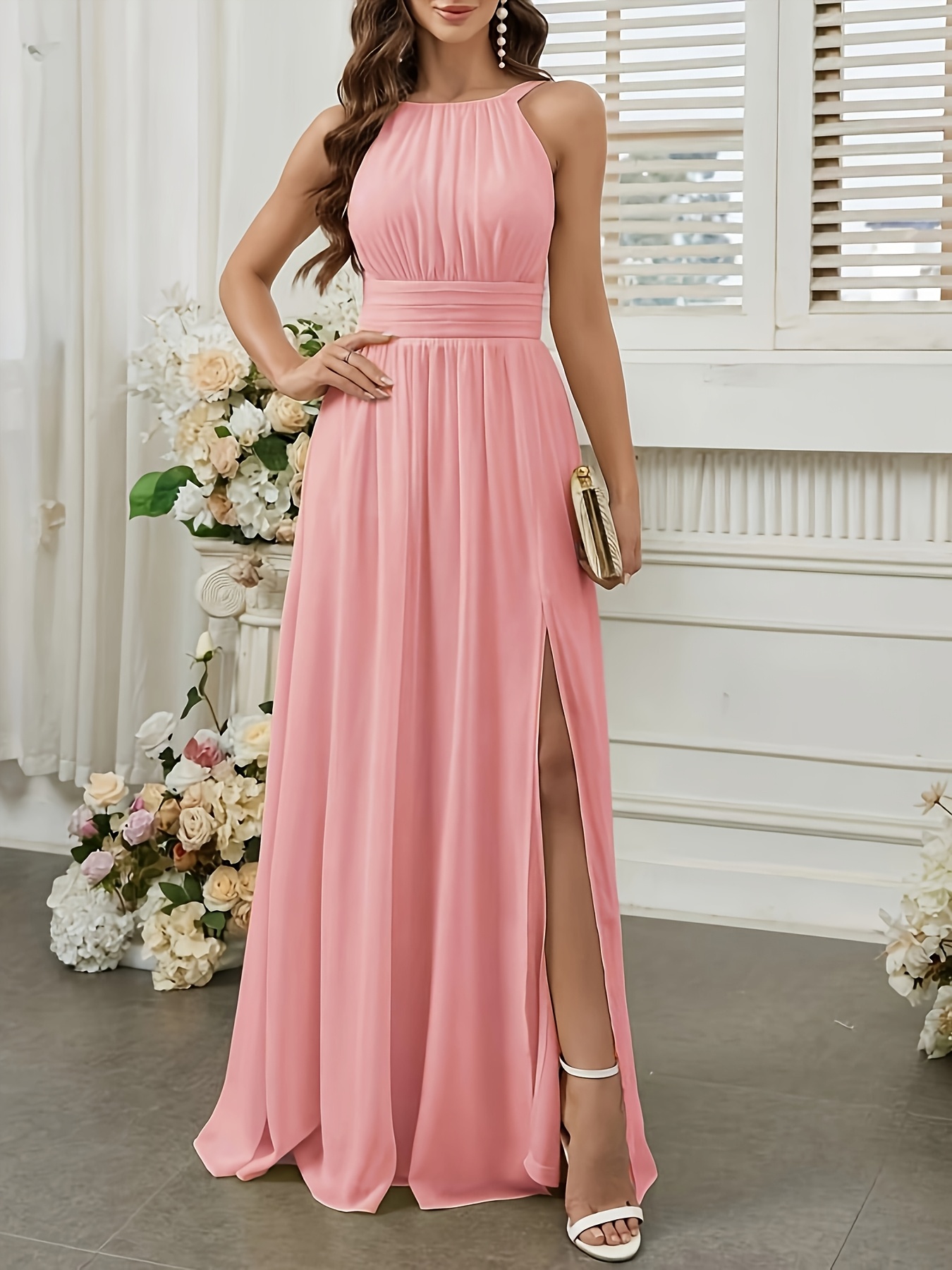 pink long dress for women sold on Temu United States