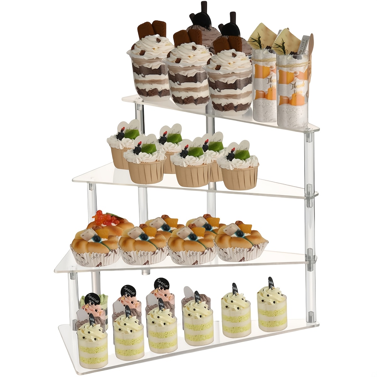 1pc Layered Transparent Acrylic Cupcake Stand, Easy To Disassemble, Suitable For Weddings, Parties, Birthday Cakes, And Dessert Displays Non-food Contact