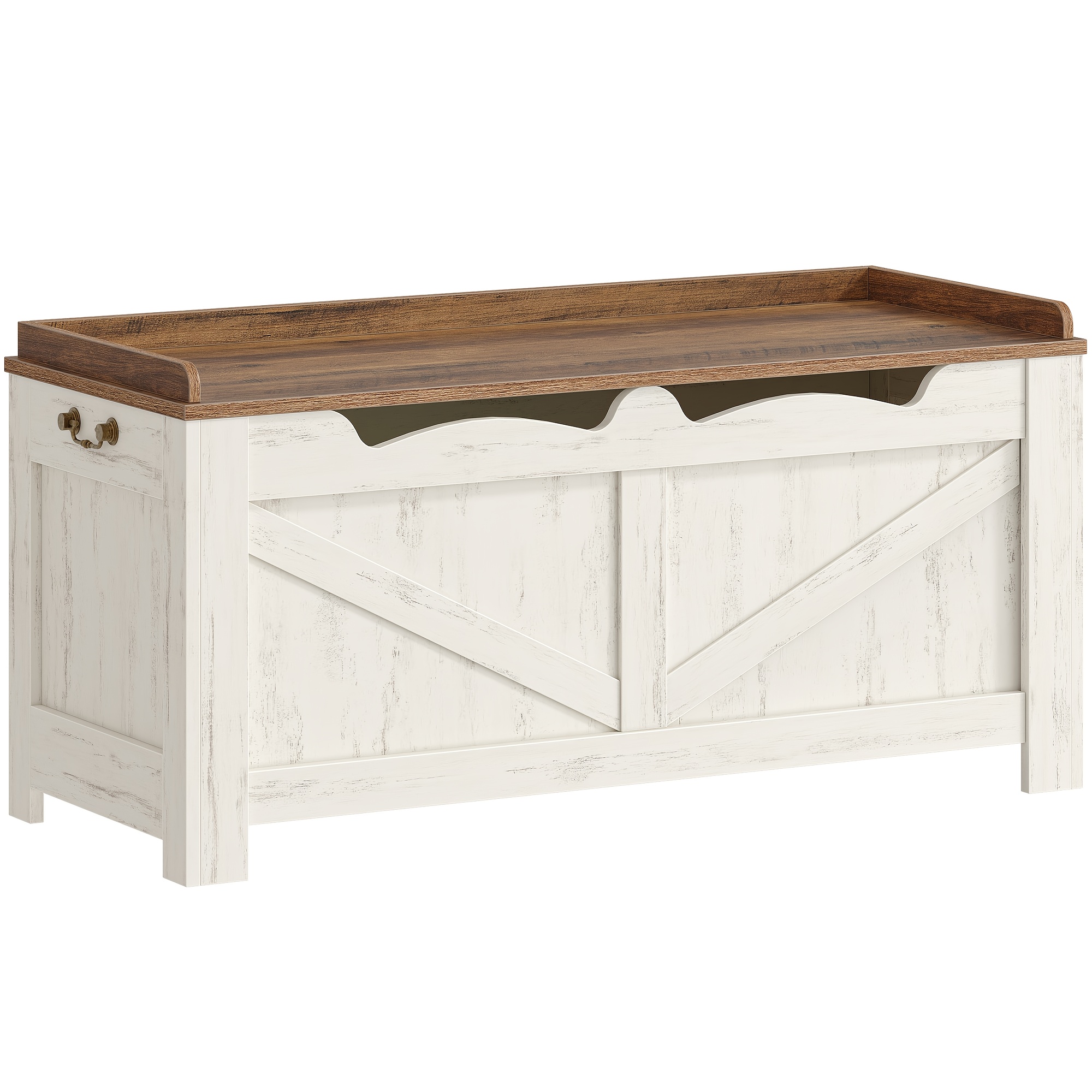 Image of Shoe Bench With Storage Space | Seat Chest, 2 Sturdy Hinges, Storage Cabinet, 40 X 100 X 48 Cm, X Sturdy Frame With Canopy, Suitable For Hallway, Living Room, Wood Material, Hzuaneri Brand