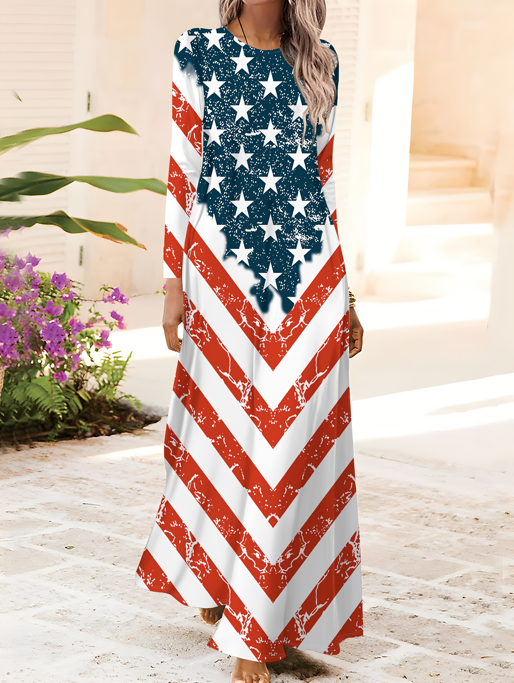chinese dress ladies Pageant USA Flag Dress Patriotic Independ Day Gown