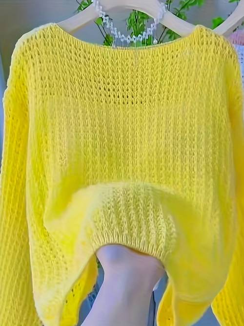 womens elegant lace hollow sweater soft lightweight layering top spring summer and autumn office wear textured autumn wardrobe breathable fabric