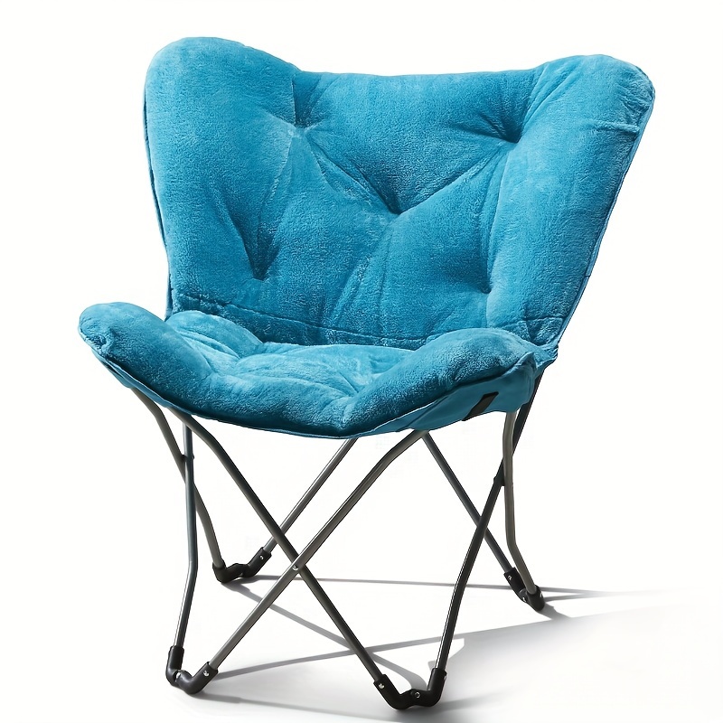 

Stylish Folding Butterfly Chair With Faux Fur Cushion - 26.4''l X 32.5''w X 34.6''h - Comfortable And Portable Seating For Any Room