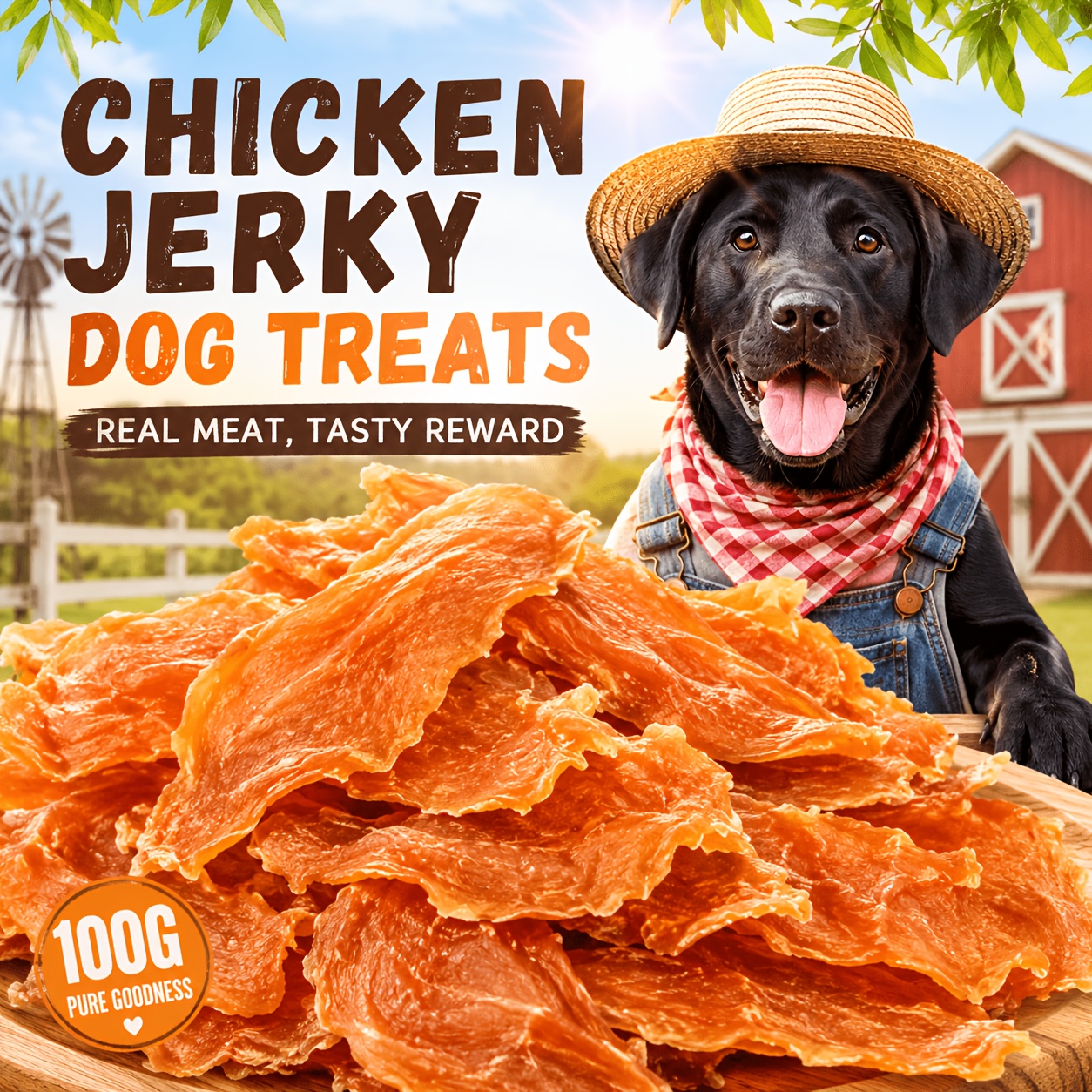 TEMU Chicken Jerky Dog Treats, For Training And Daily Rewards, Dog Snacks For Puppies And Adult Dogs, Small Medium Large Breeds, 100g 200g And 1 Lb
