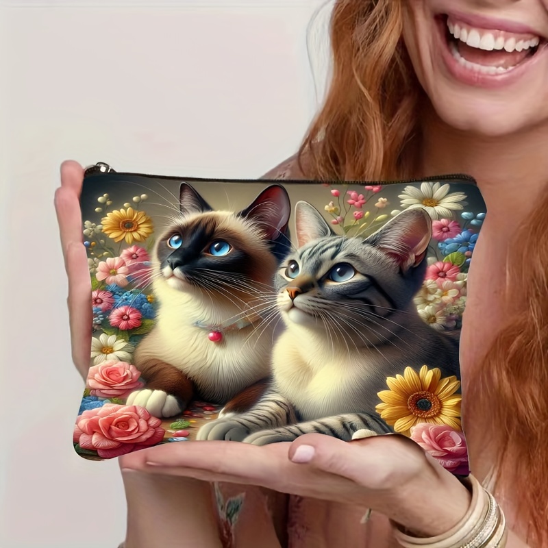 

1pc Cat Makeup Bag, Portable Cosmetic , - Toiletry Organizer, Unscented