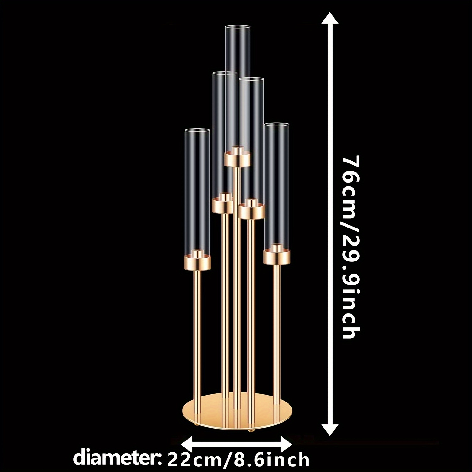 1pc 5-arm Golden Candle Holder, Transparent Candle Holder, Wedding Acrylic Candle Holder, 's Table Decoration, Holiday Party Spring Graduation Decor