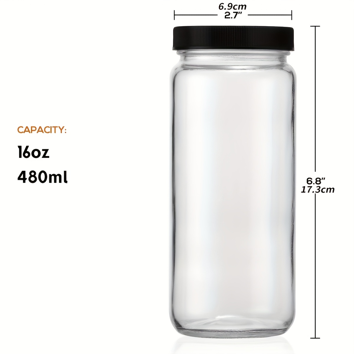 glass juice bottle 16oz clear container lid thickened lead - Temu