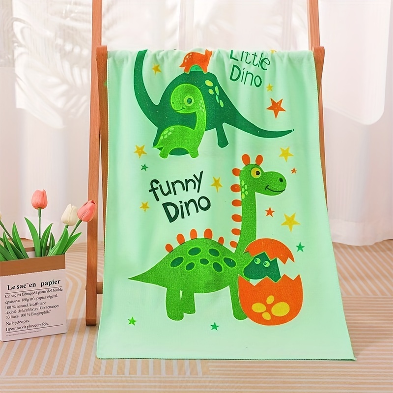 

1pc Cartoon Dinosaur Bath Towel For - Soft Polyester, Fastness, Knitted Design, 50x100cm