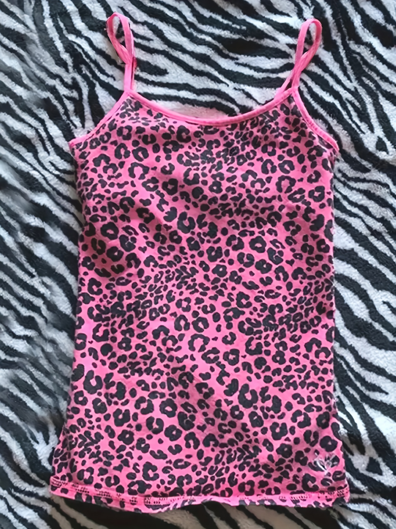 Leopard Print Cami Top, Casual Crew Neck Sleeveless Slim Spaghetti Strap Top For Spring & Summer, Women's Clothing