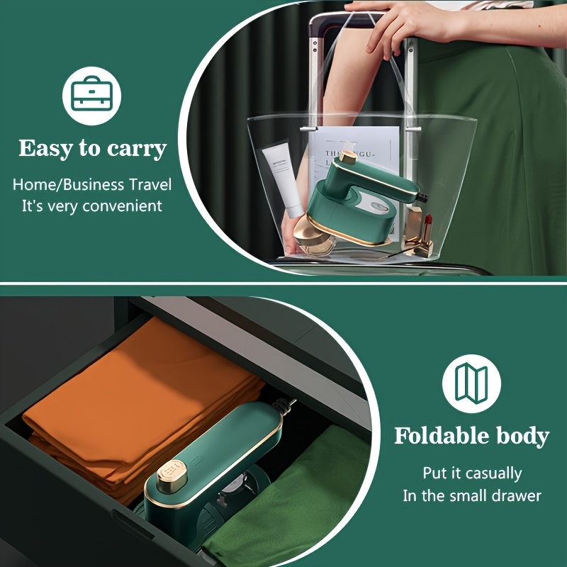 mini portable folding steam iron 180 rotating steamer for clothes fast heating handheld quick wrinkle compact handheld steam iron for travel college dorm back to school apartment home office details 7