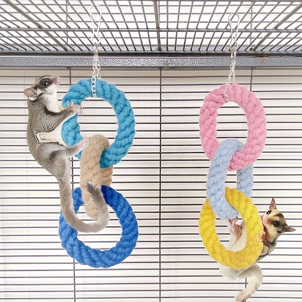 

Sugar Glider Hanging Swing Toys, Hamster Climbing Rope Cage Accessories, Fabric Bird Rope Swing For Exercising And Play