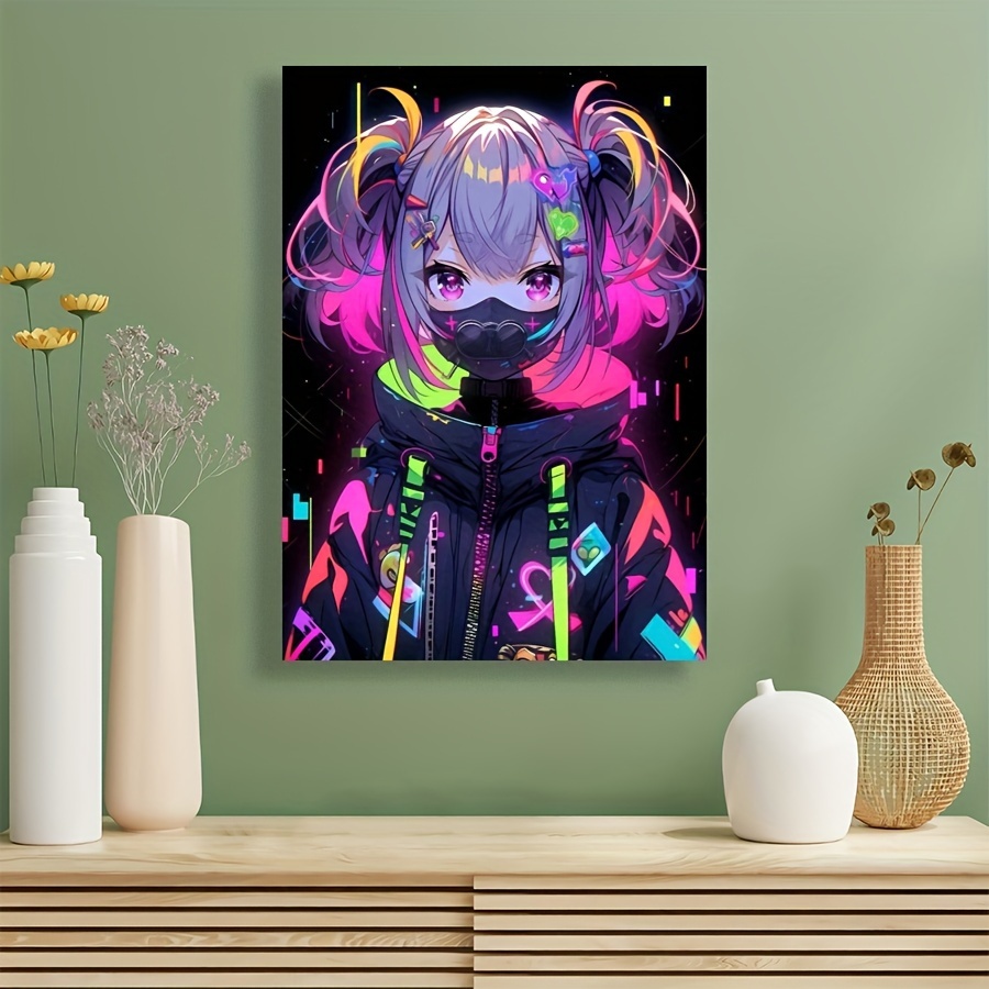 

1pc Neon Girl Canvas Wall Art, Anime Character Canvas Poster, Modern Art Home Decor For Living Room, Bedroom, Kitchen & Restaurants Decor, Perfect Friend Gift, No Frame
