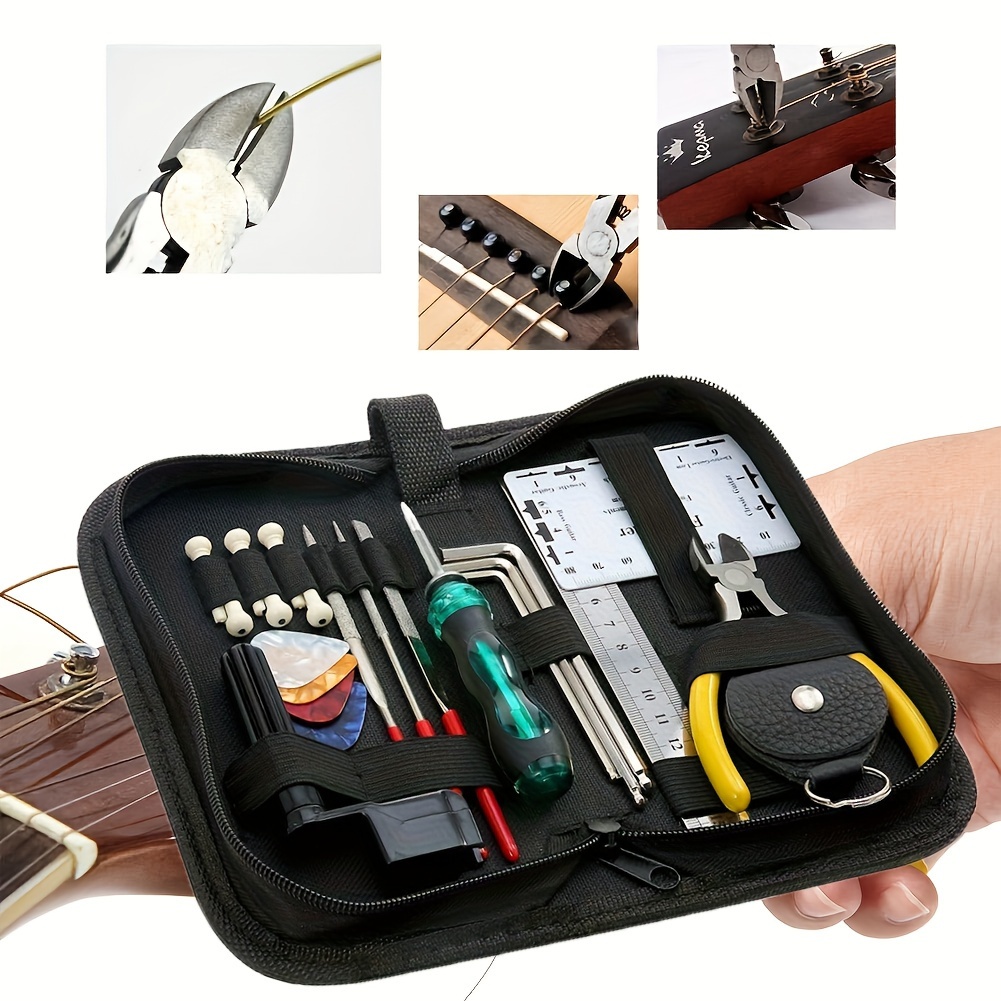 

23pcs Tool Kit Repairing Maintenance Tools With String Organizer Guitar Winder String Cutter String Action Ruler Gauge