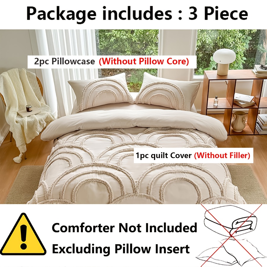 2pcs/3pcs Tufted Nordic Bohemian Style Bedding, Modern Minimalist Soft and Comfortable Bedding, Duvet Cover Set with Zipper (Includes 1 Duvet Cover and 1 Pillowcase/2 Pillowcases). Available in Multiple Colors and Sizes, a Suitable Gift for Family