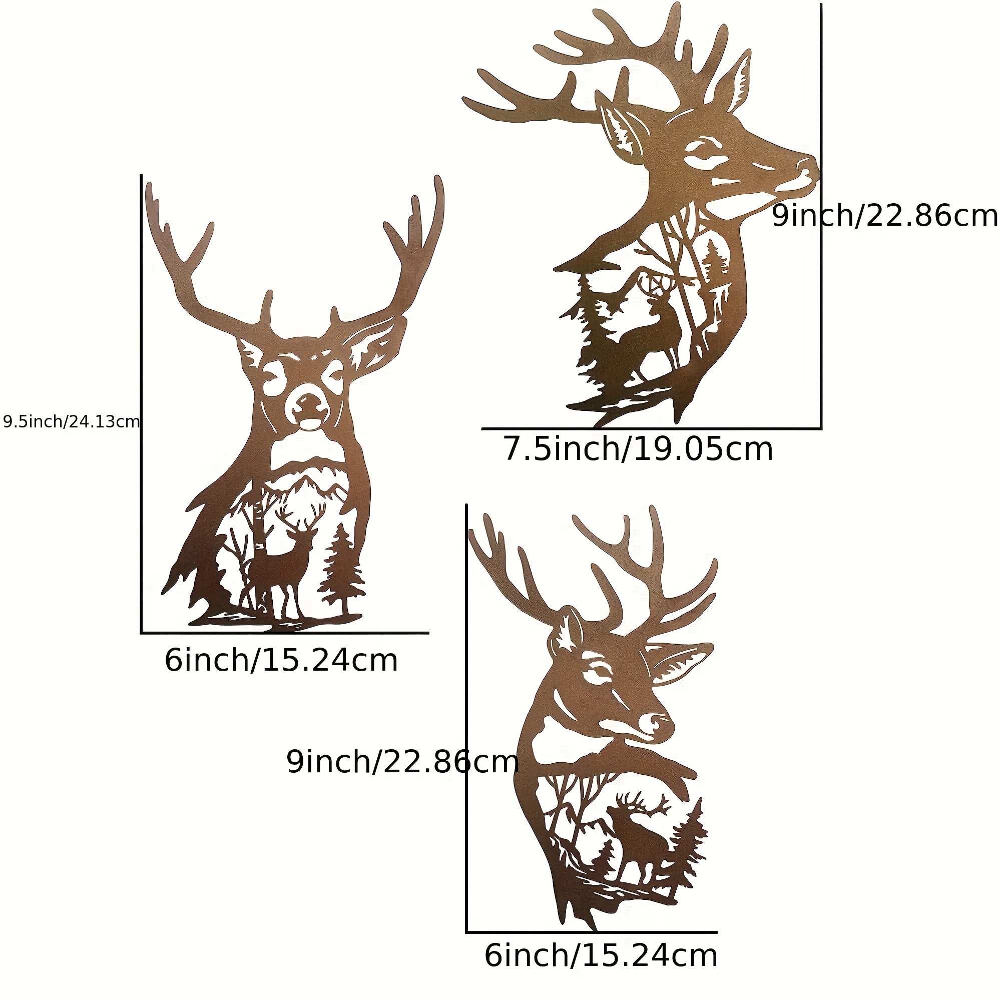 Metal Elk Forest Scene Silhouette Home Collection Metal Wall